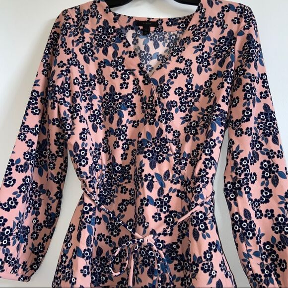 J. Crew Drapey crepe faux-wrap blouse in blush bouquet - Picture 10 of 14